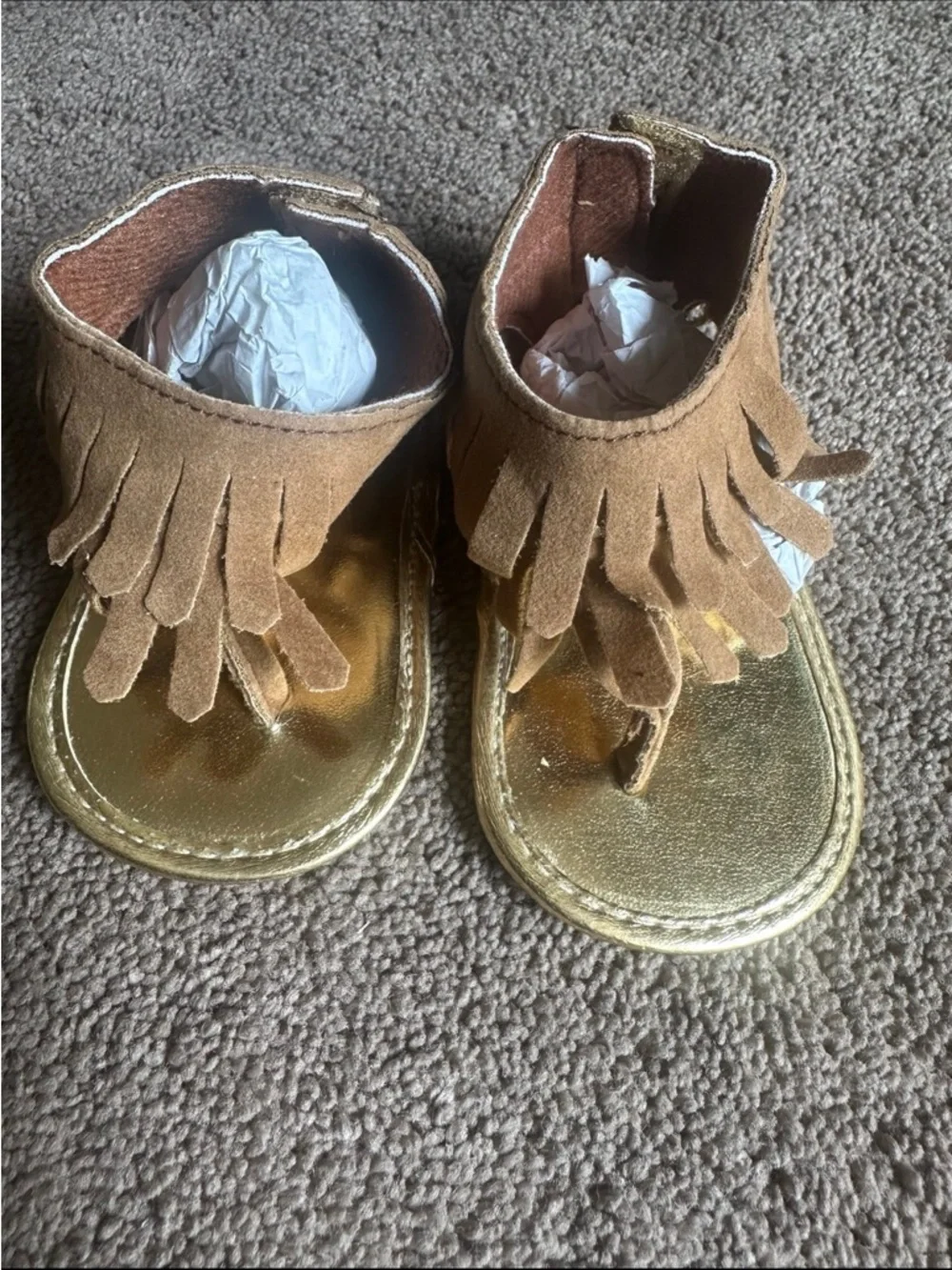Girls' Fringe Metallic Sandals - Gold